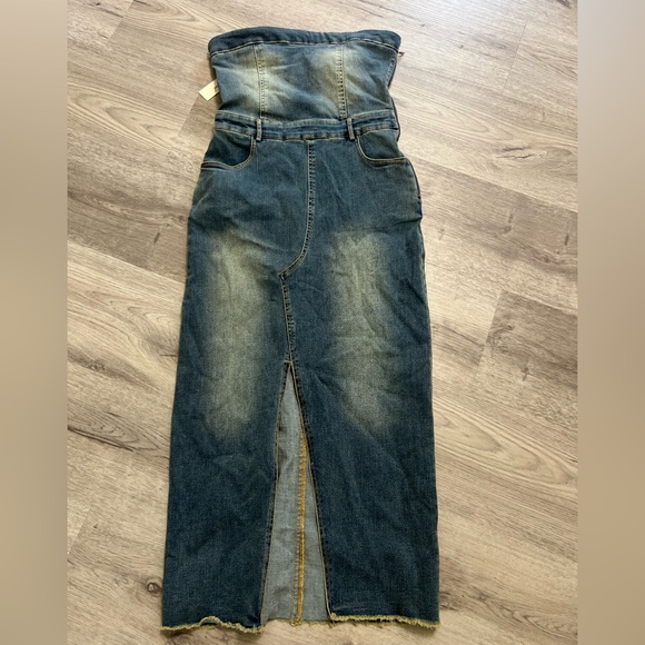Mustard Seed Dresses & Skirts - Mustard Seed Midi Strapless Jean Dress size S